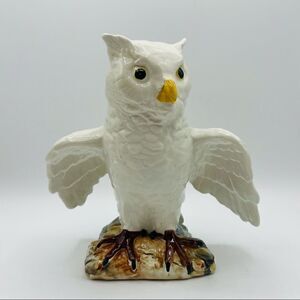 Vintage Handmade Ceramic Owl Statue Italy
